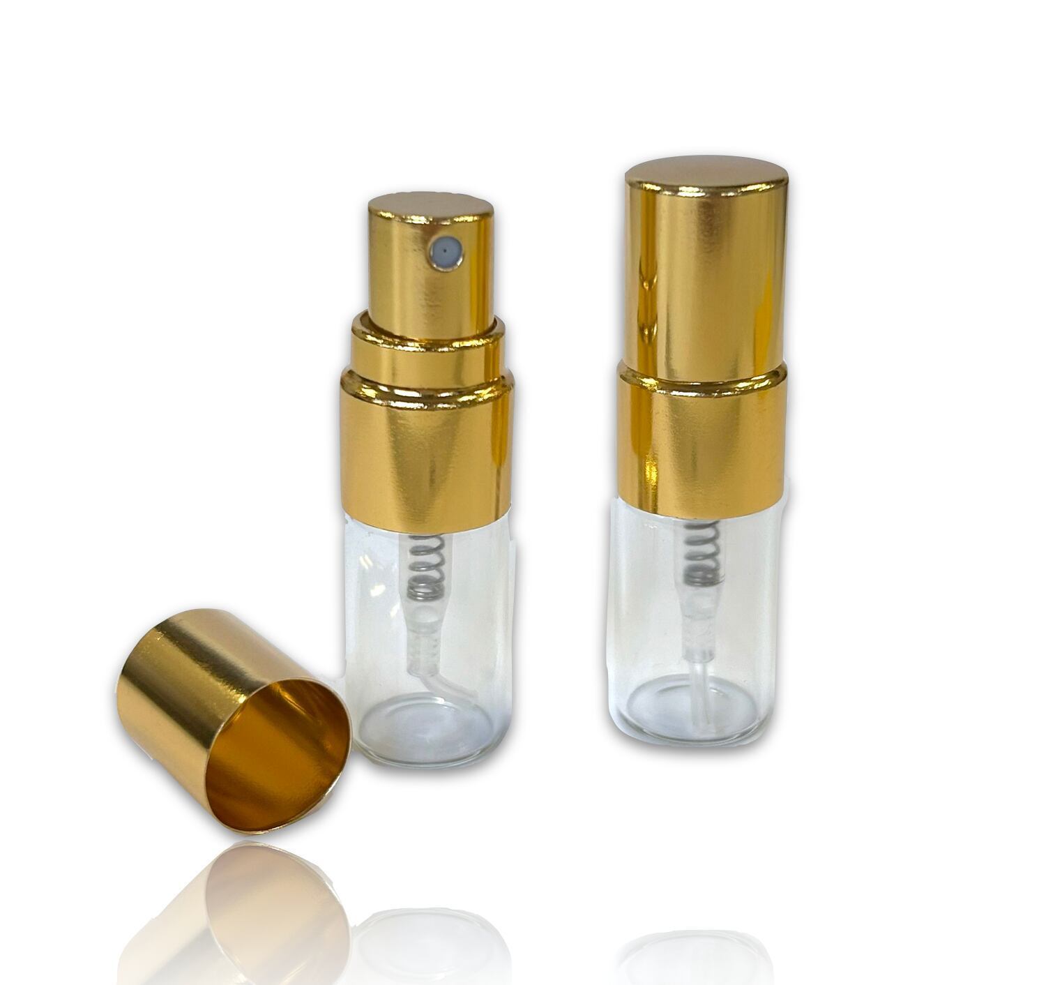 クリア ミニ スプレー容器 】2ml 1本 選べるキャップ 3色 ゴールド