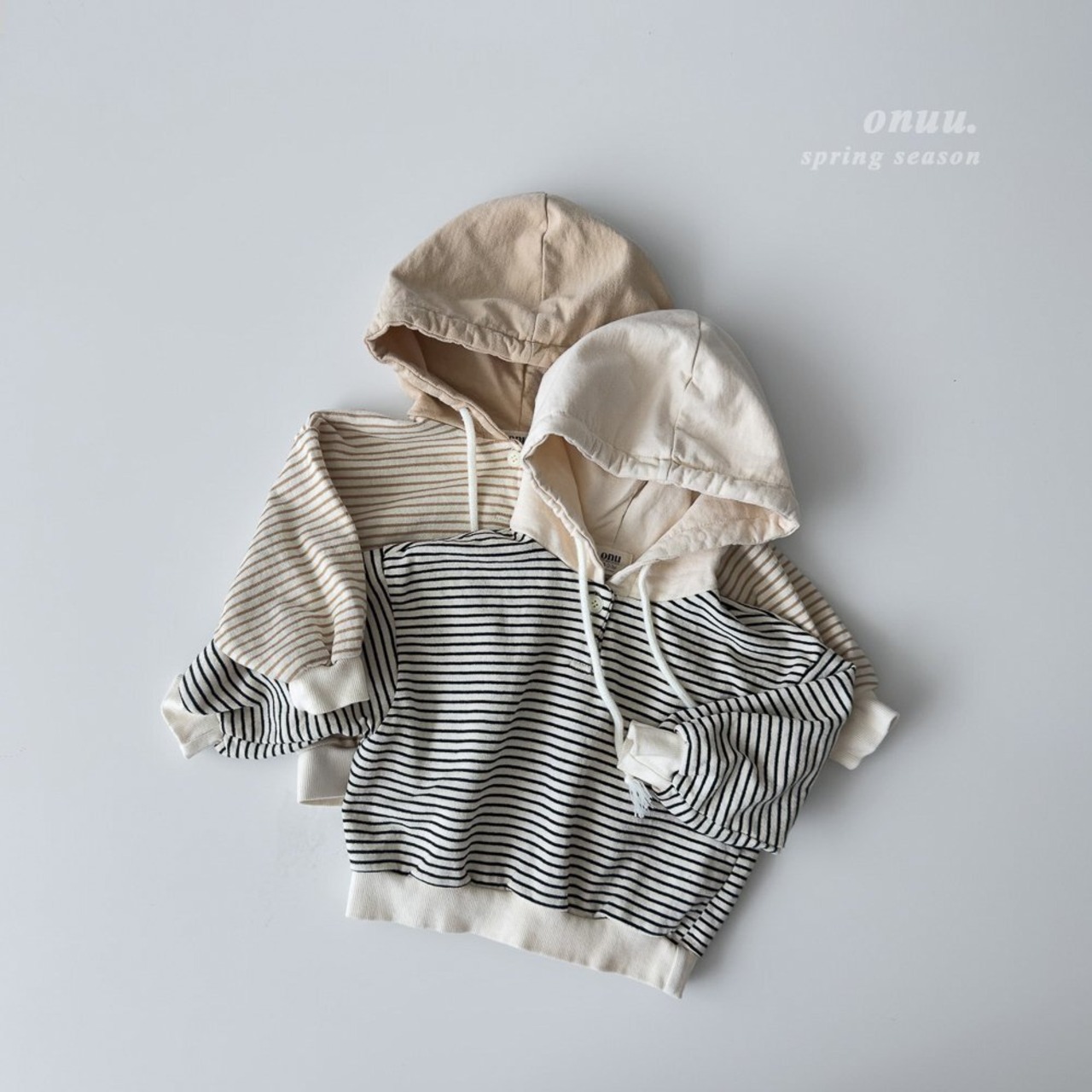 【ONU】ナチュラルボーダーフーディー beige 70~120cm 240208on - 9