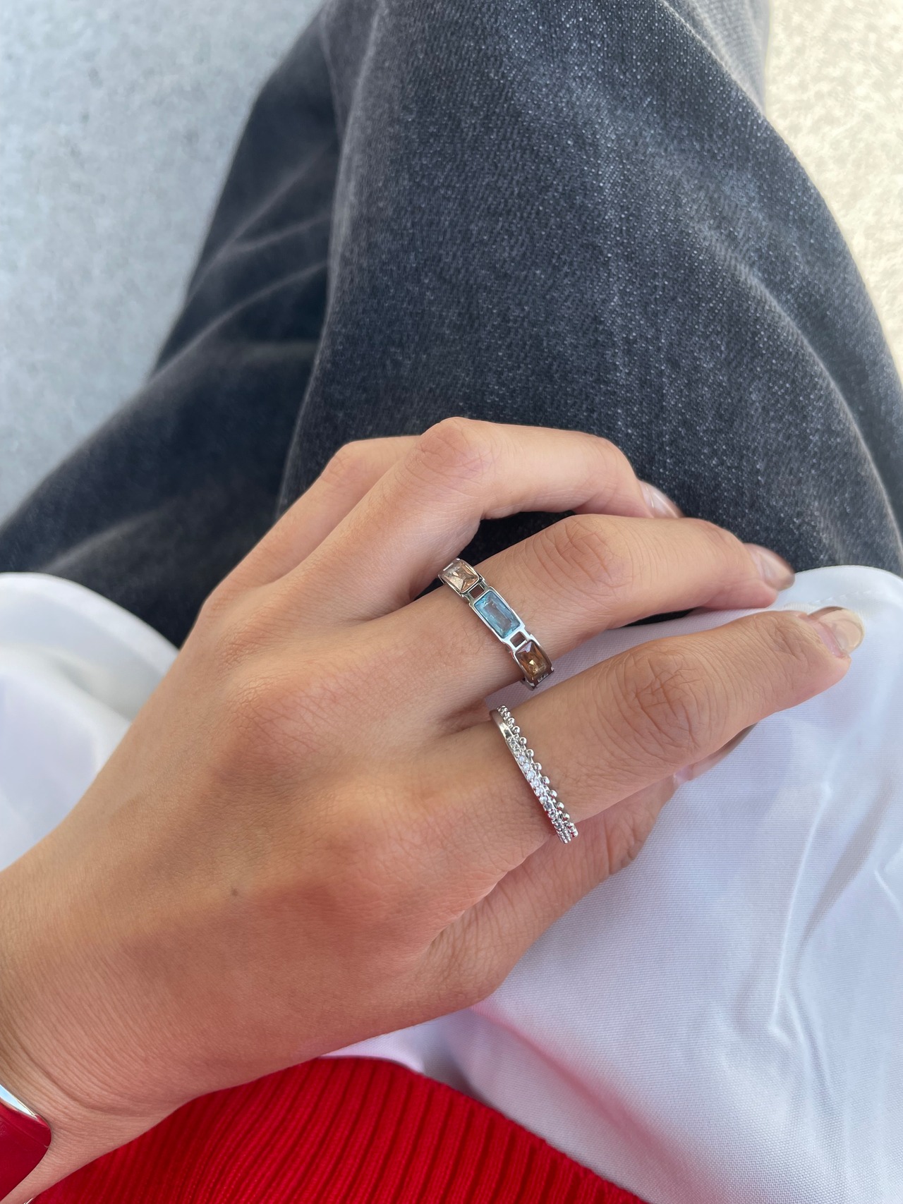 layered dot eternity ring