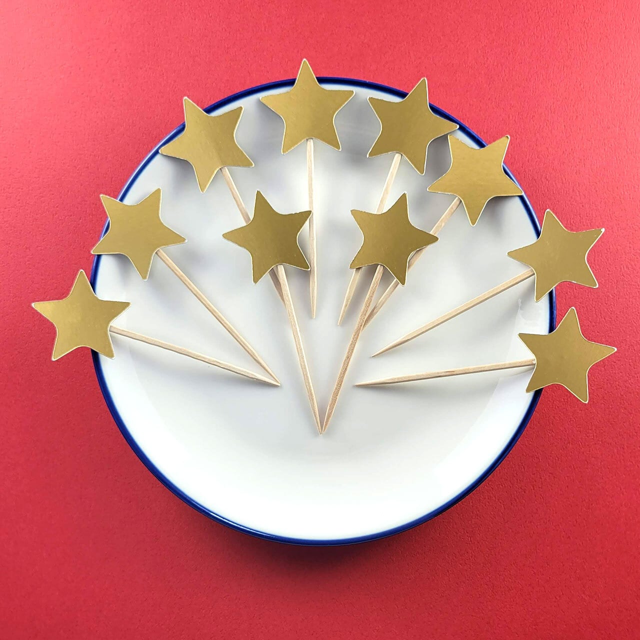 クリスマスパーティーに！星型ゴールドフードピック10個セット | HAPPY