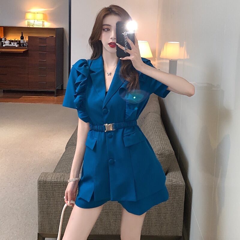 ラッフルハイウェストショーツ ブルマー ステッチ ハンチェンe74312339436