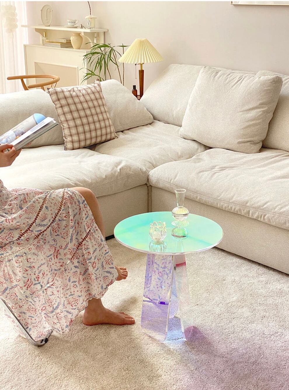 aurora acrylic side table / オーロラ サイドテーブル ホログラム 棚