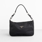 プラダ ショルダーバッグ ブラック ナイロン レザー ヴィンテージ