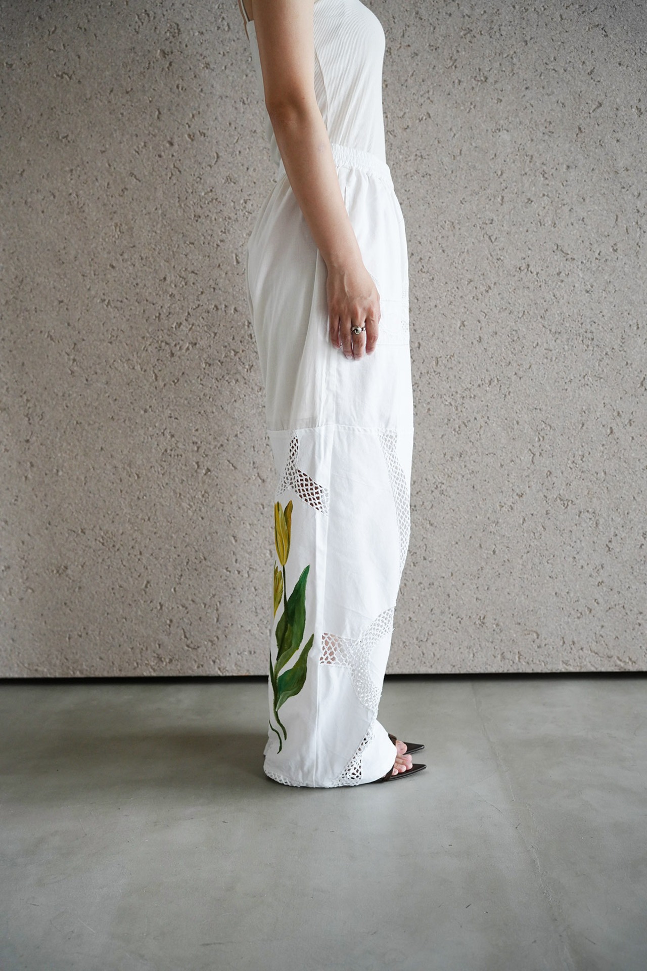 vintage lace pants yellow bouquet