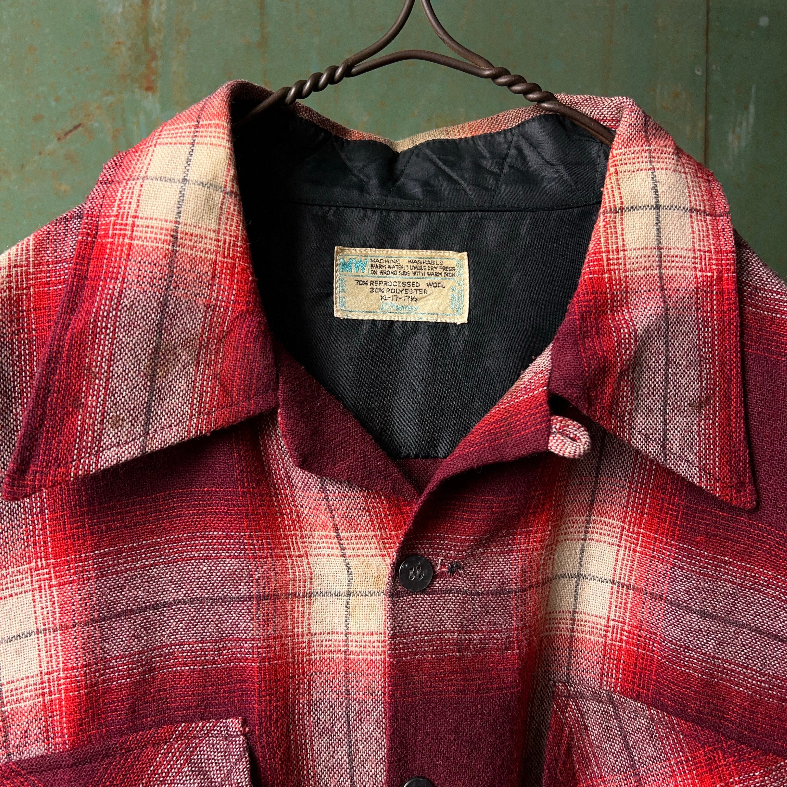 1970's JCPenney Ombre Plaid Wool Shirt 70年代 JCペニー オンブレ