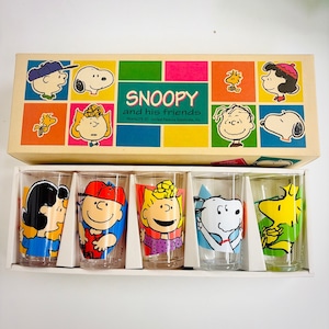 SNOOPY and his friends  レトロ　５グラスセット　スヌーピー　日本製　レトロポップ　