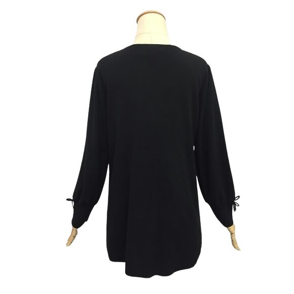 スーパービューティー ニットチュニック 胸元チュールフリルデザイン