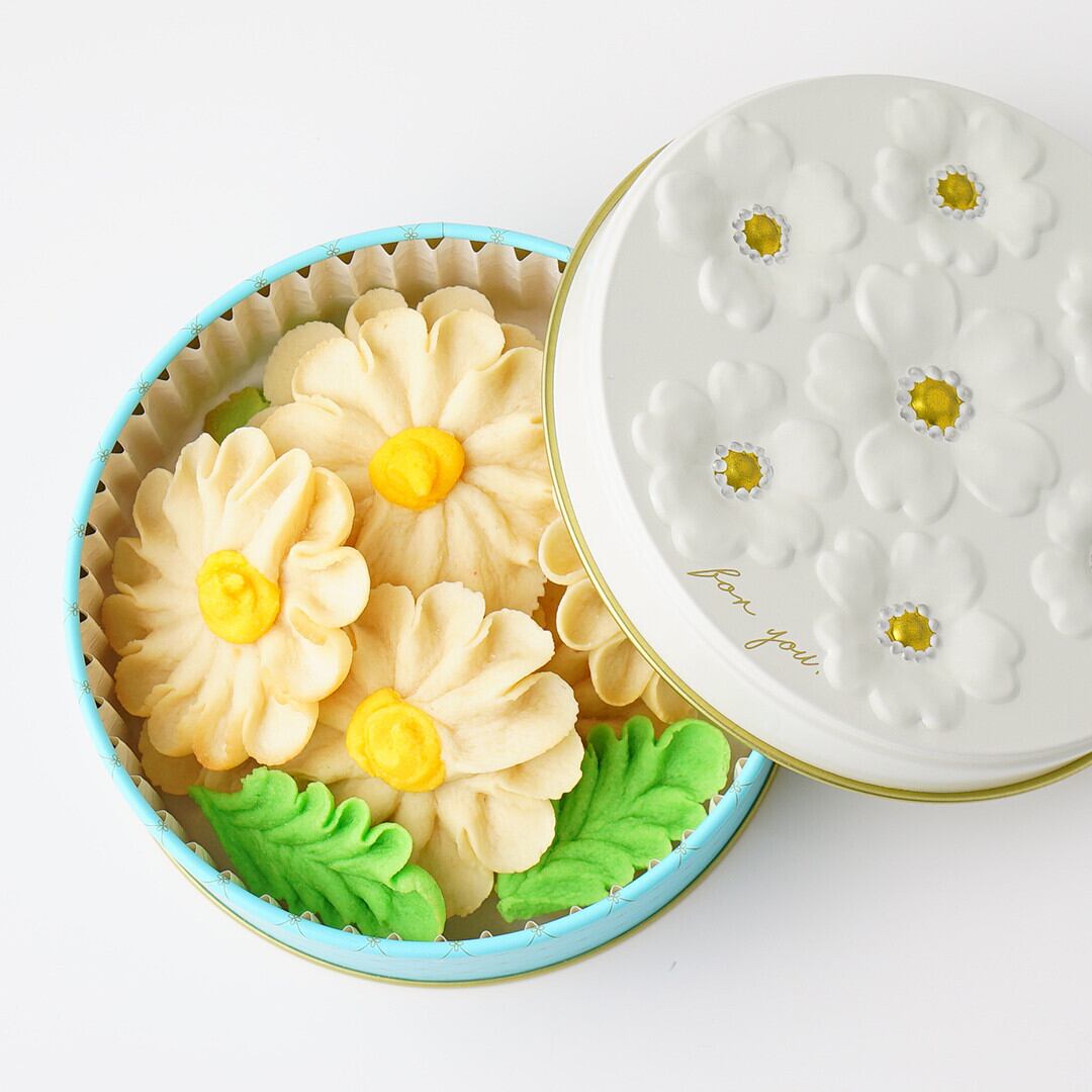 お花のぼうろ コスモス マーガレット２缶セット 専用クリアケース付き Flower Picnic Cafe Hakodate