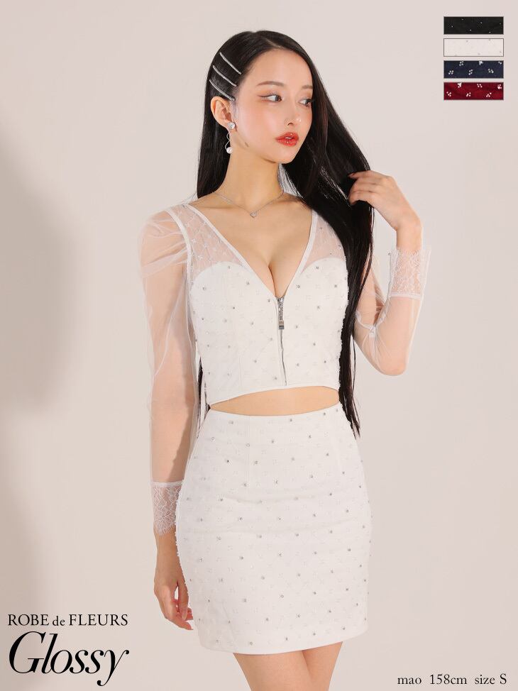 Robe de Fleurs Glossy 冷た セットアップ キャバドレス