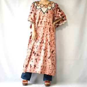 Tie-dye dusty pink embroidered decorative onepiece