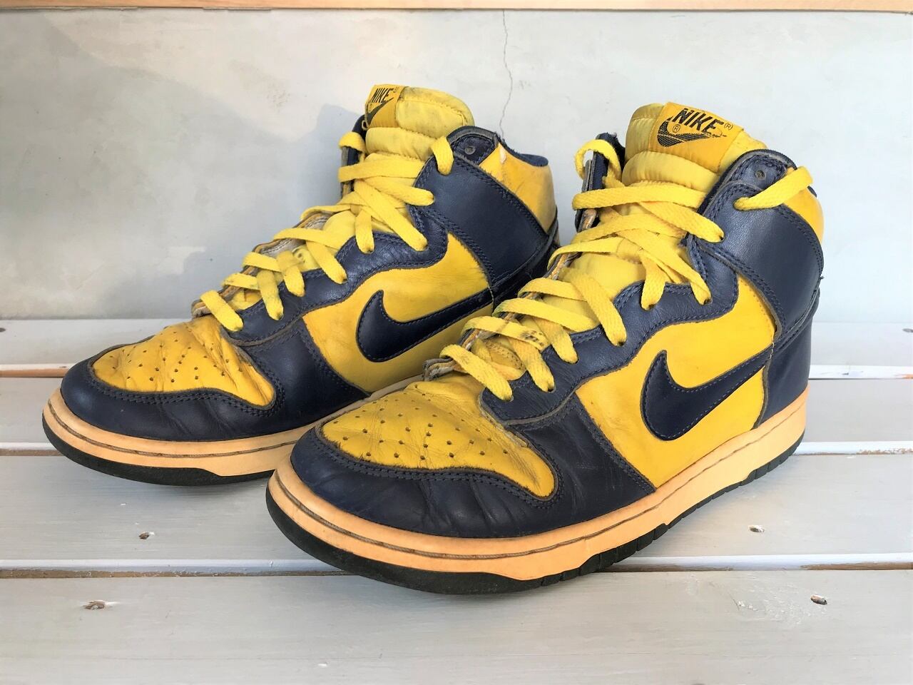 1998 NIKE DUNK HIGH LE MIDNIGHT NAVY/VARSITY MAIZE "MICHIGAN"