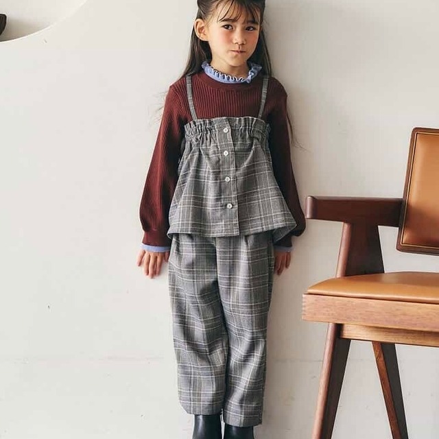 Check Set-Up (10-Length Pants)【90-130cm】Grey
