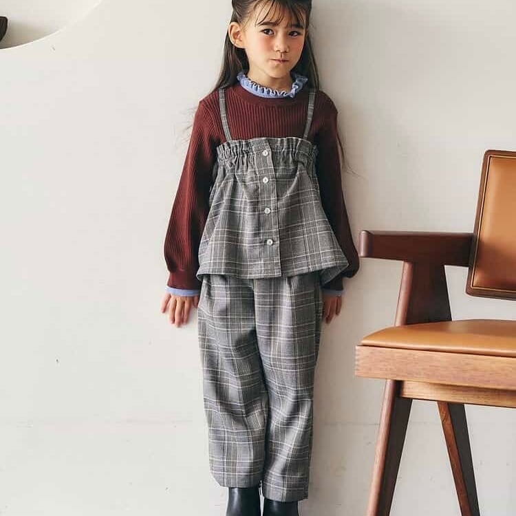 Check Set-Up (10-Length Pants)【90-130cm】Grey