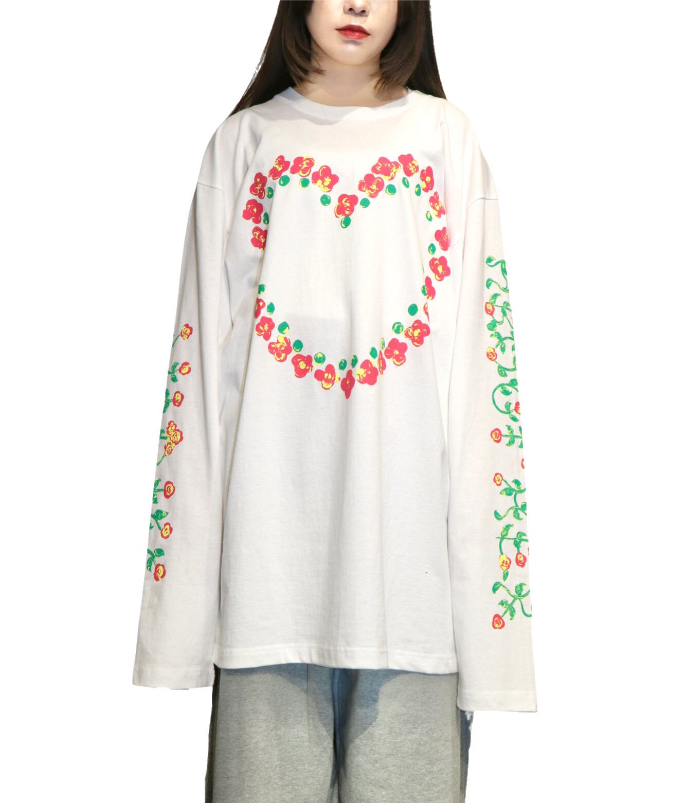 KIDILL / ROSE LONG SLEEVE T-SHIRT/FREE/コットン/ホワイト/kl779 KIDILL ROSE LONG SLEEVE T-SHIRT(WHITE ROSE) KL779 | IAAAM ONLINE STORE