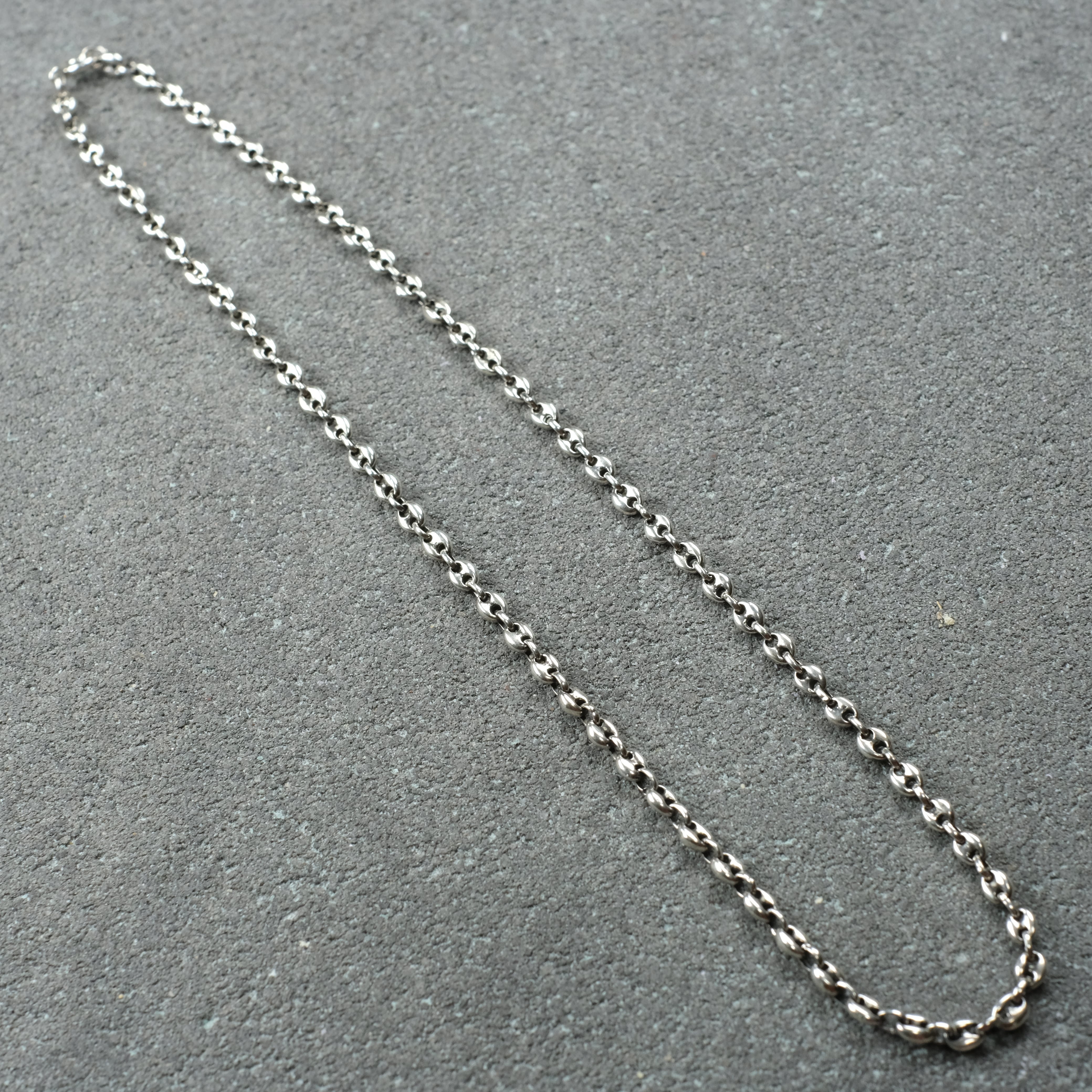 シルバー925 Silver いぶし豚鼻チェーンネックレス/軽研磨仕上げ/45cm