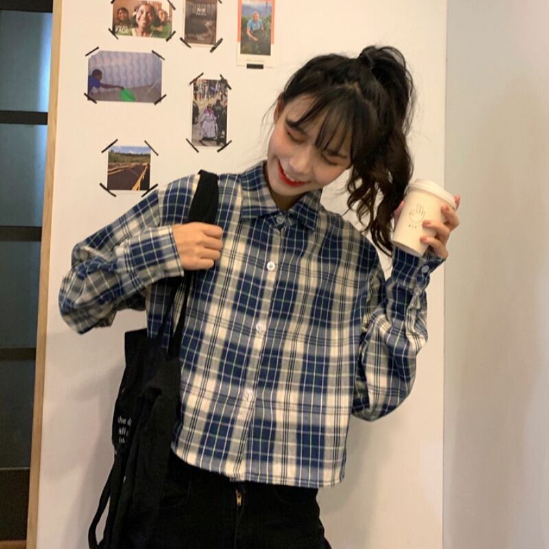 長袖シャツレディースの新しい2020年春夏ニッチデザインセンスレトロチェック柄ショートスチューデントジャケットジャケット 1号婦人32035489587