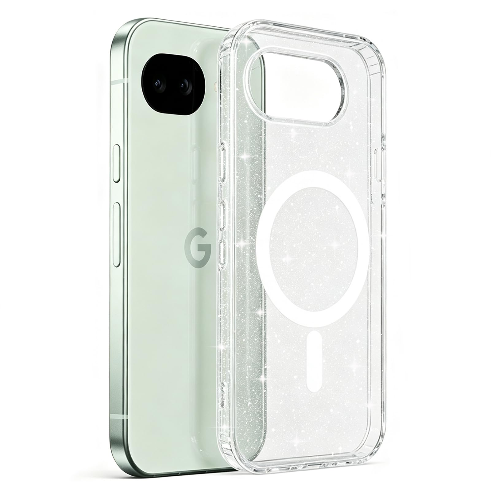 LCHULLE Google Pixel 10a 用 ケース 透明 MagSafe対応 キラキラ スマホケース 黄ばみなし 指紋防止 耐衝撃(クリア)
