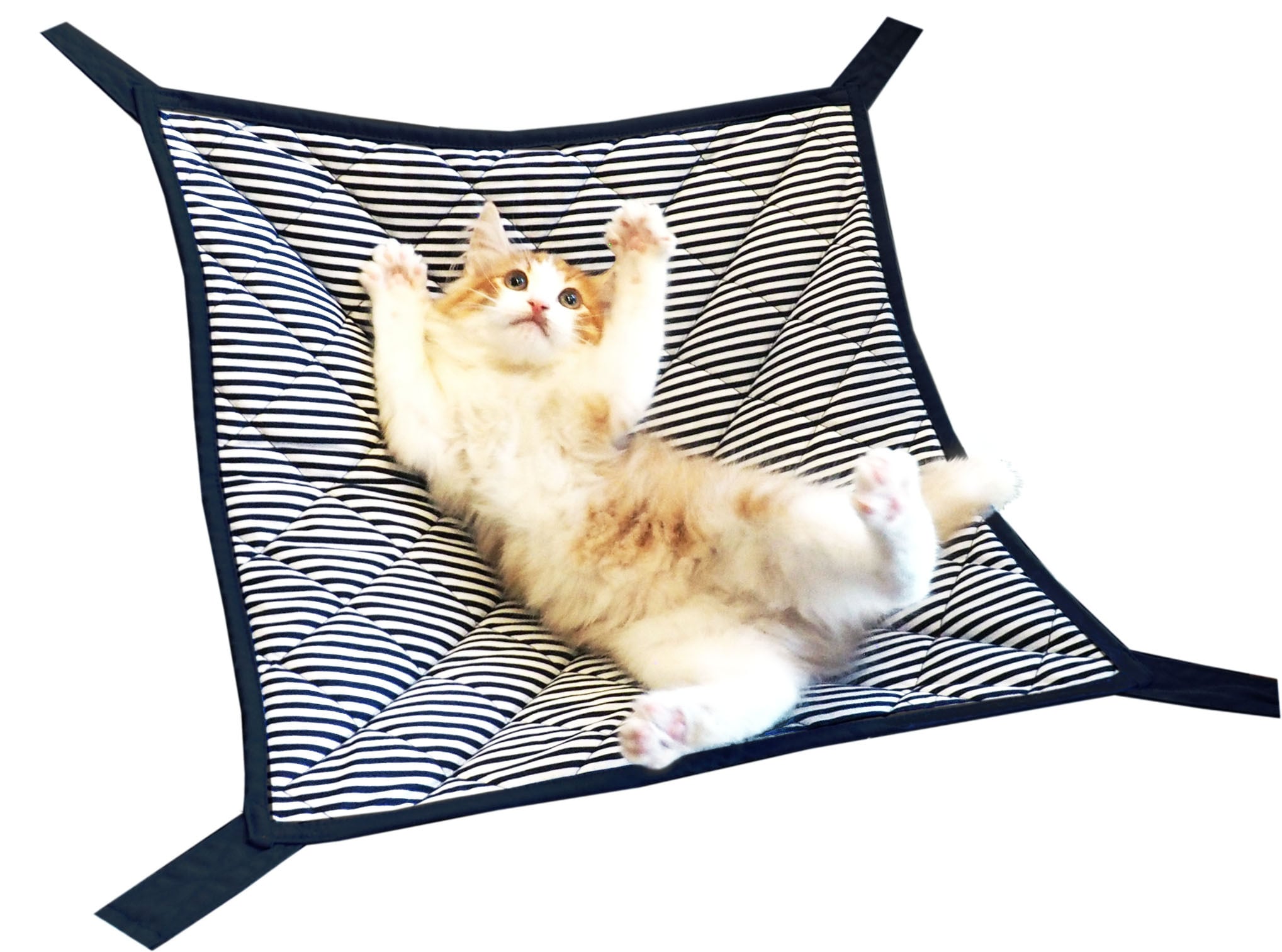 【キャトハンモック】しましま猫のハンモック　レッド/ブルー
