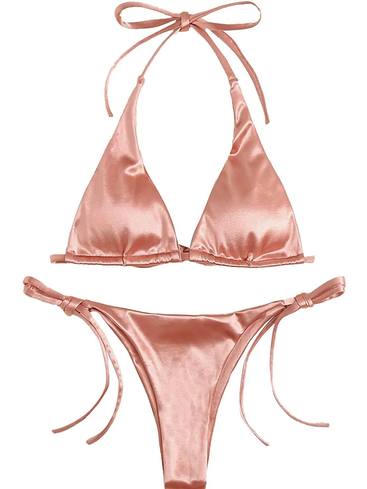 ブラジアンツーピース水着、セクシー、サテン、ホルターネック ブラジアンツーピース水着、セクシー、サテン、ホルターネック