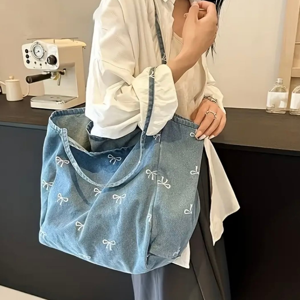 ribbon denim ribbon bag