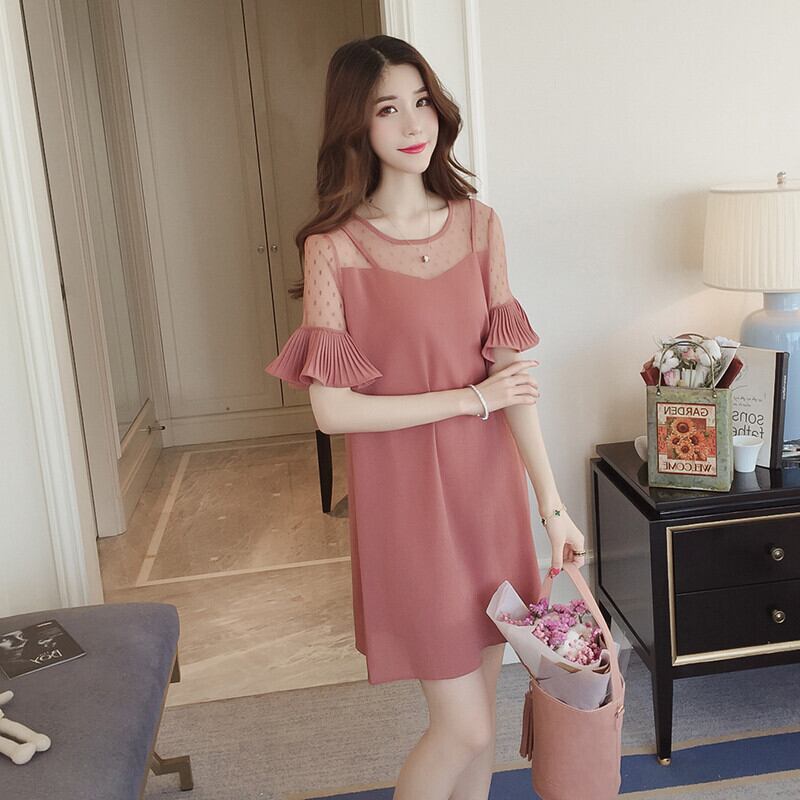 【新作】【送料無料】 2020年夏マタニティ半袖ドレスプリーツスリーブパッチワークメッシュカジュアルシフォンドレス妊婦かわいいドレス卸売 ショート ハーフスリーブ 大人ガーリー スウィート キュート サマー 夏物 AL expec338272139040