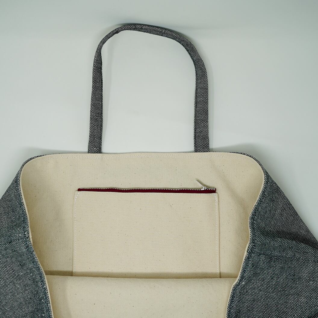 京友禅✕伊勢木綿　トートバッグ大　紫（柄の色）（鷲見染工㈱）