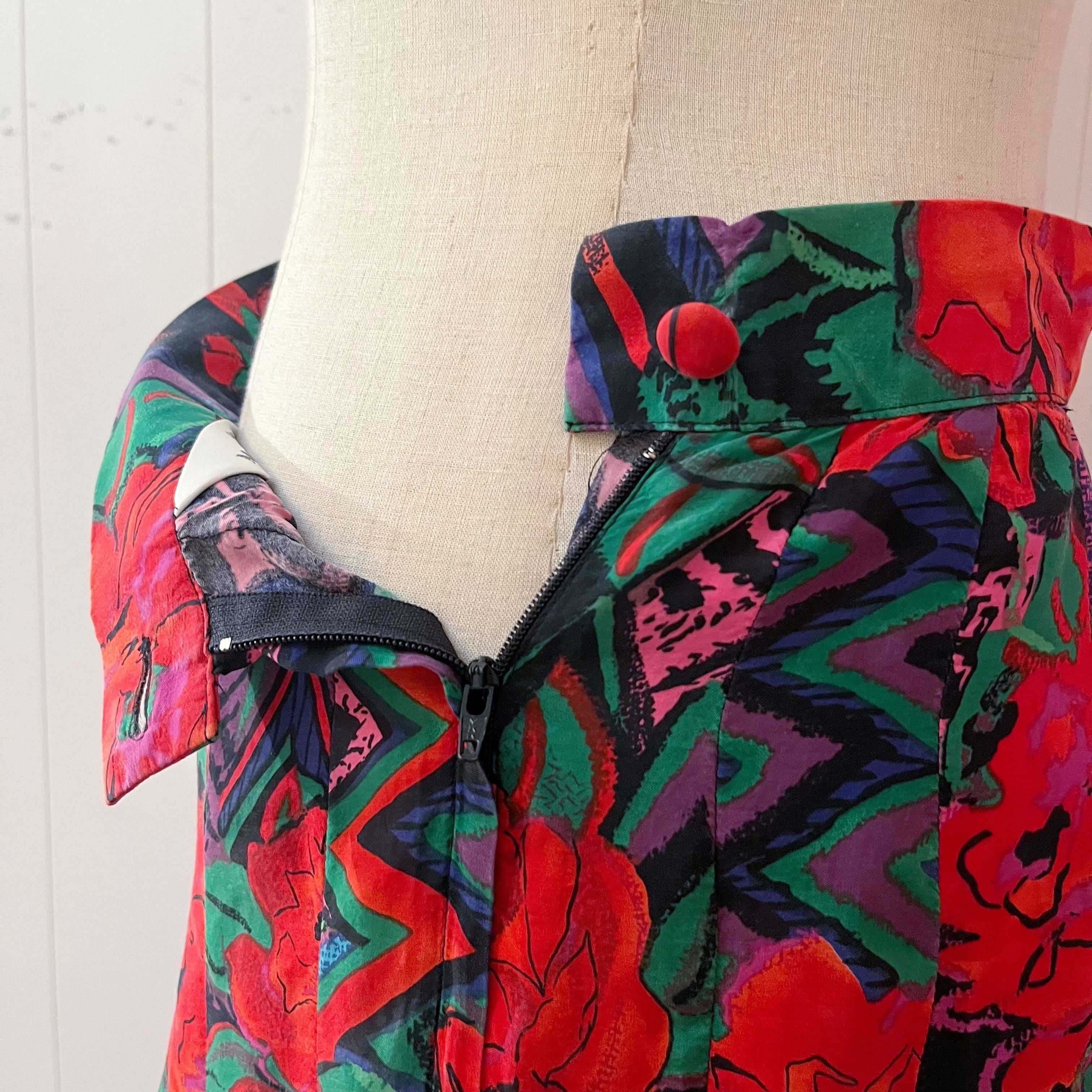 botanical printed flare skirt