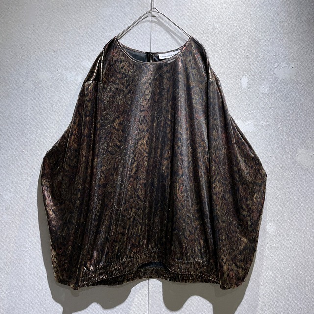 1990s Modern ethnic art Design drape loose long sleeve Tee (made in Usa)