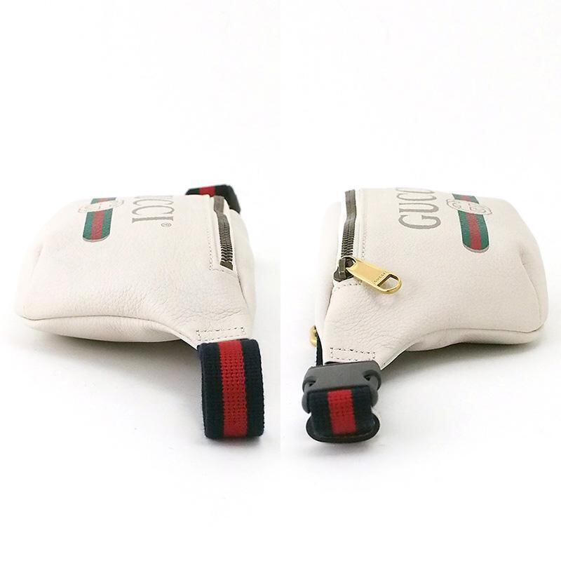 グッチ GUCCI ロゴプリント シェリーライン ボディ ウエストバッグ ホワイト 527792 グッチ GUCCI ロゴプリント シェリーライン ボディ ウエストバッグ