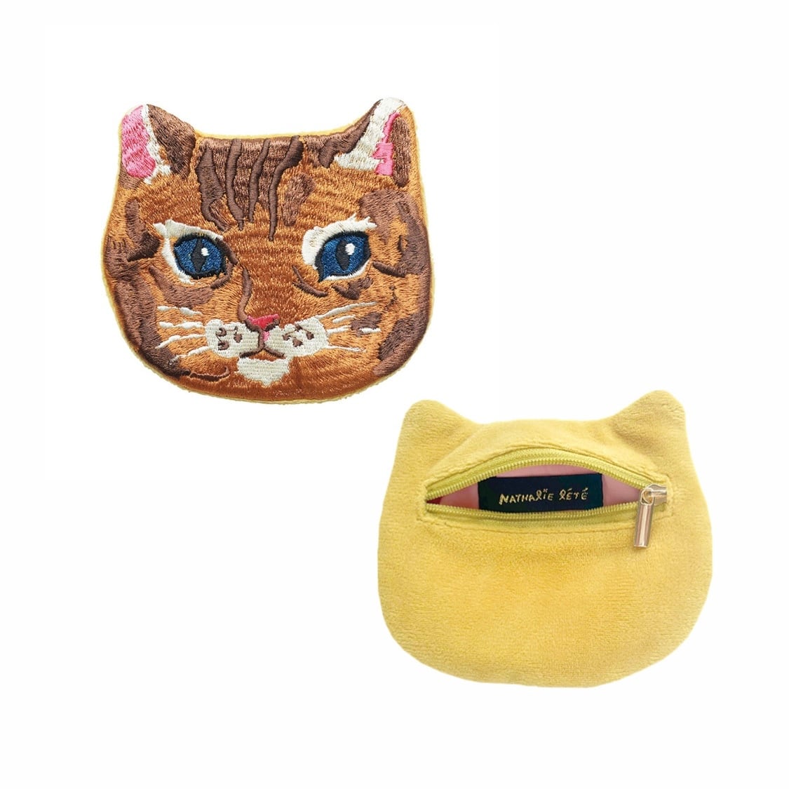 NathalieLete(ナタリーレテ)Embroidered cat face pouch ねこ ポーチ
