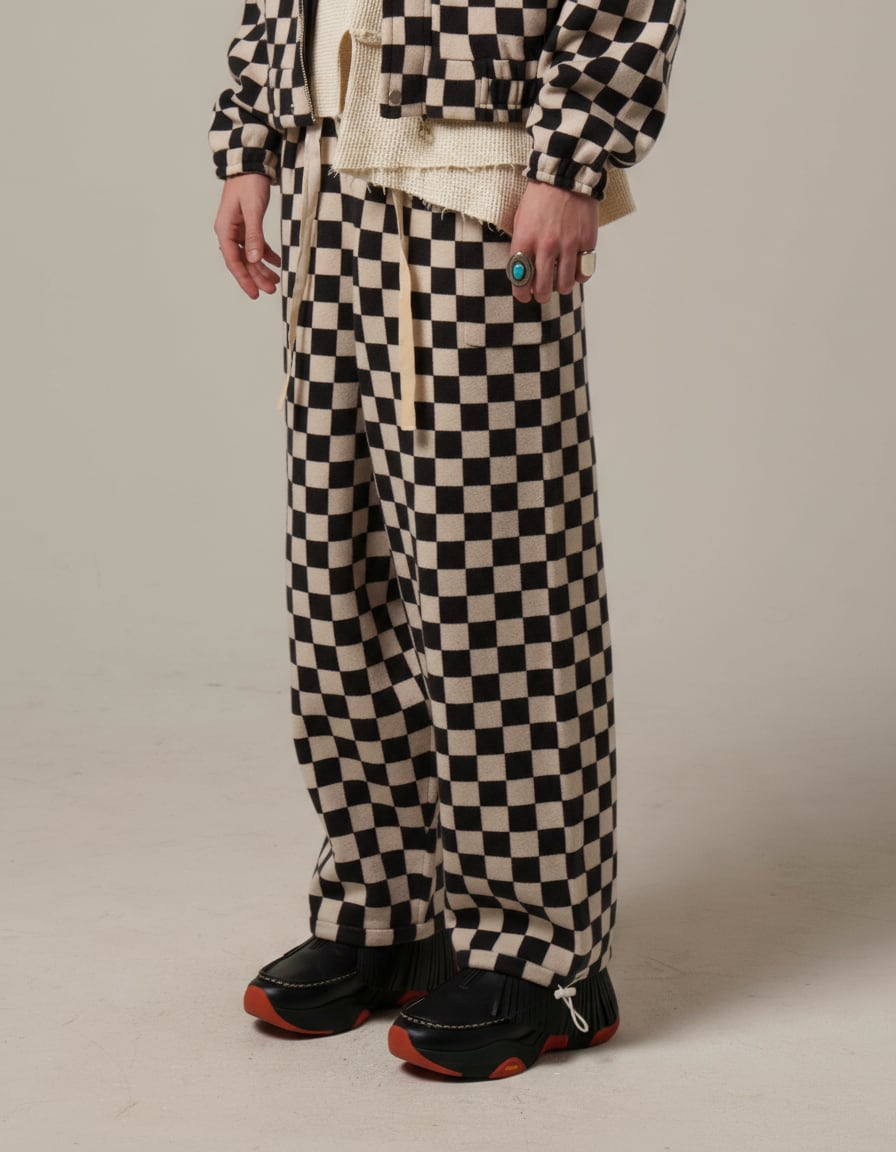 Jacquard Relax Pants/Black Checker