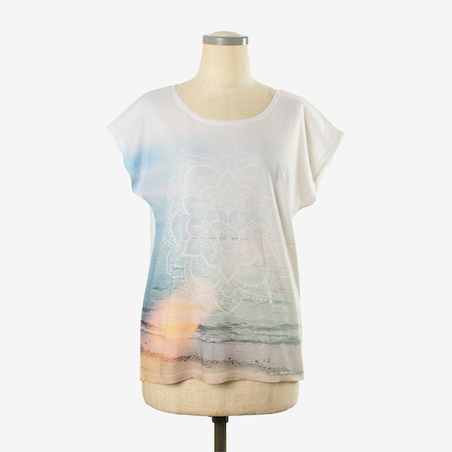 ヨガプリントTシャツ オーシャン１　Yoga print T-shirt Ocean1