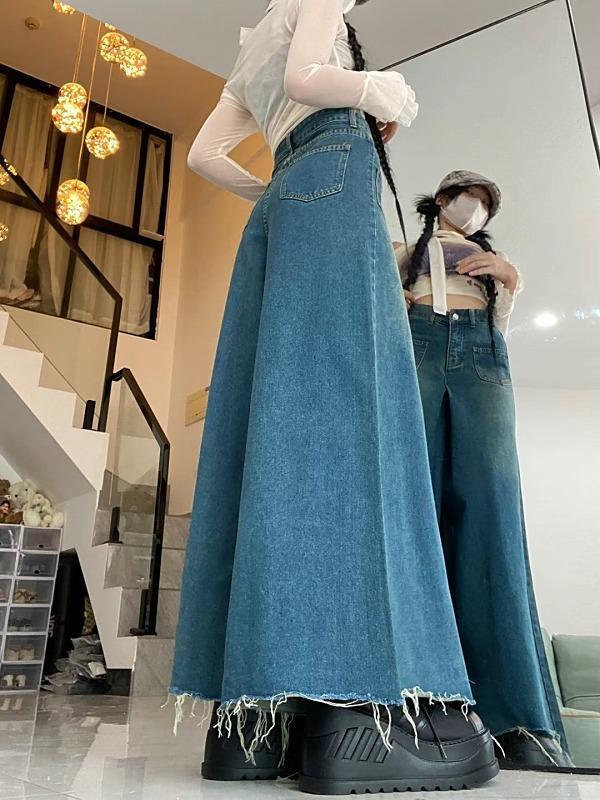 大きいサイズ レディース ロング スカート デニム 春 秋冬 新品 カット
