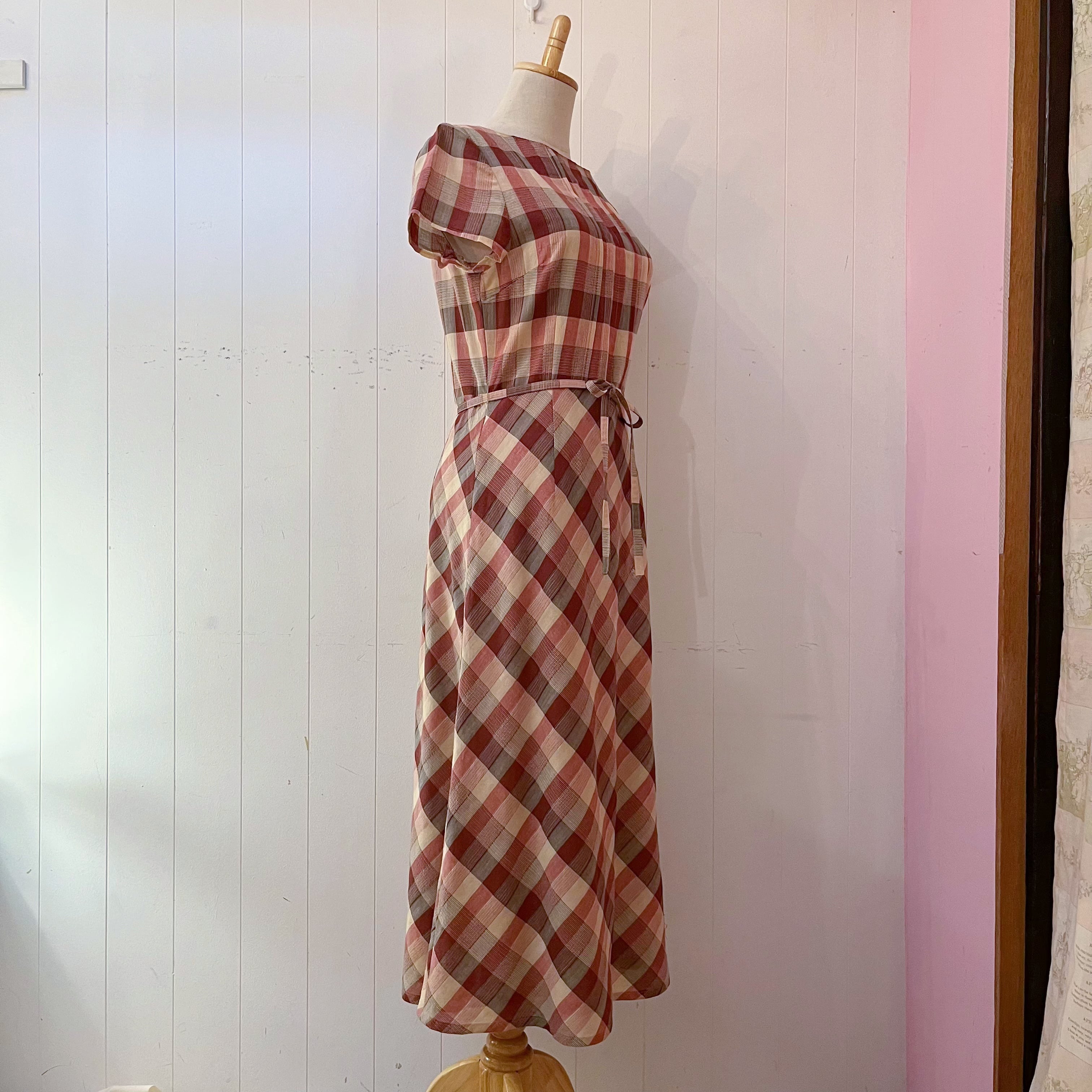 autumn block check one-piece