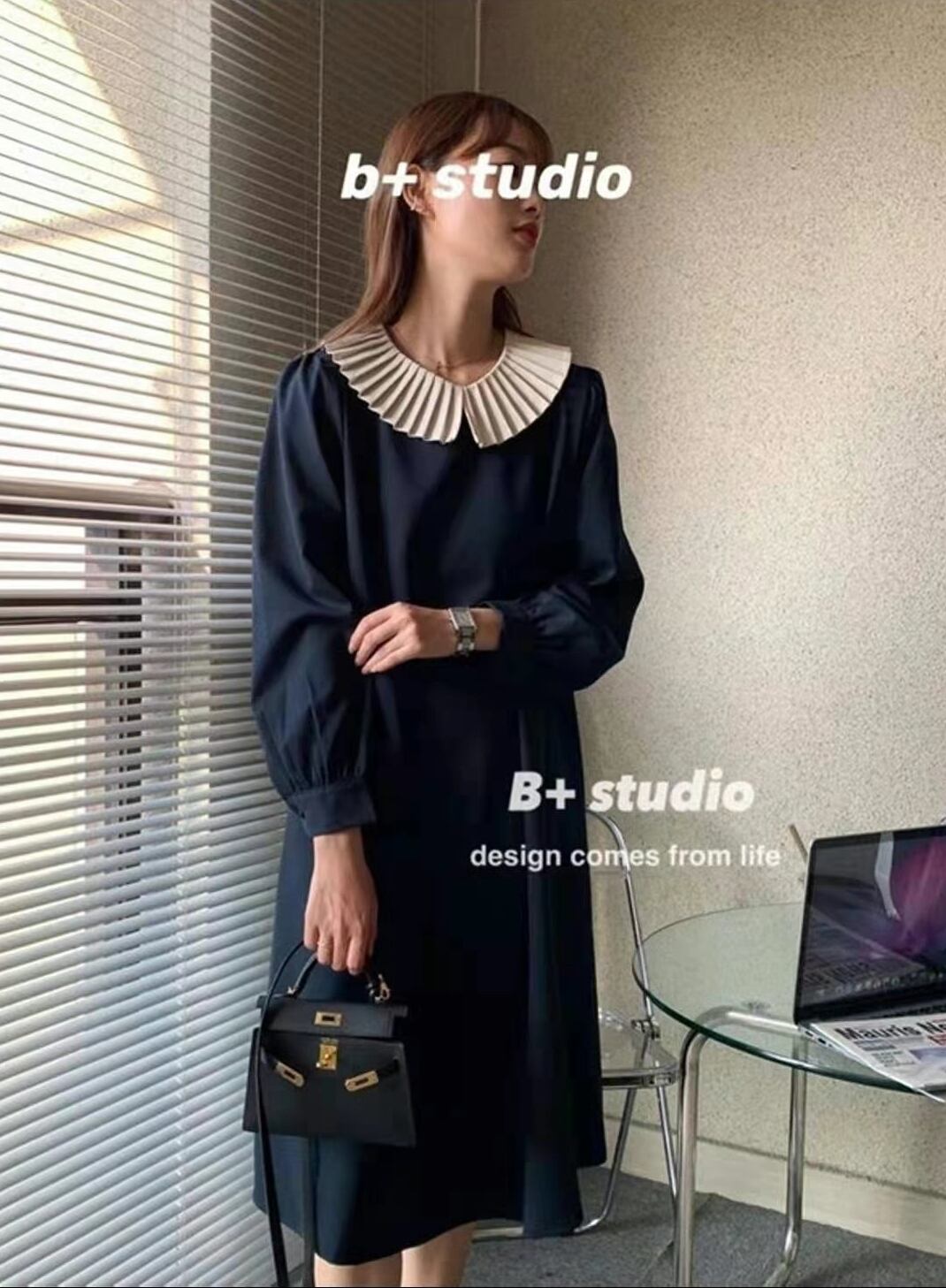 プリーツ襟 ワンピース AJ22263-5768