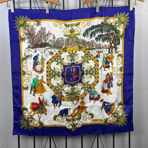 ◎.HERMES Joies d' Hiver LARGE SIZE SILK 100% SCARF MADE IN FRANCE/エルメス 冬の愉しみ シルク100%大判スカーフ 2000000058764