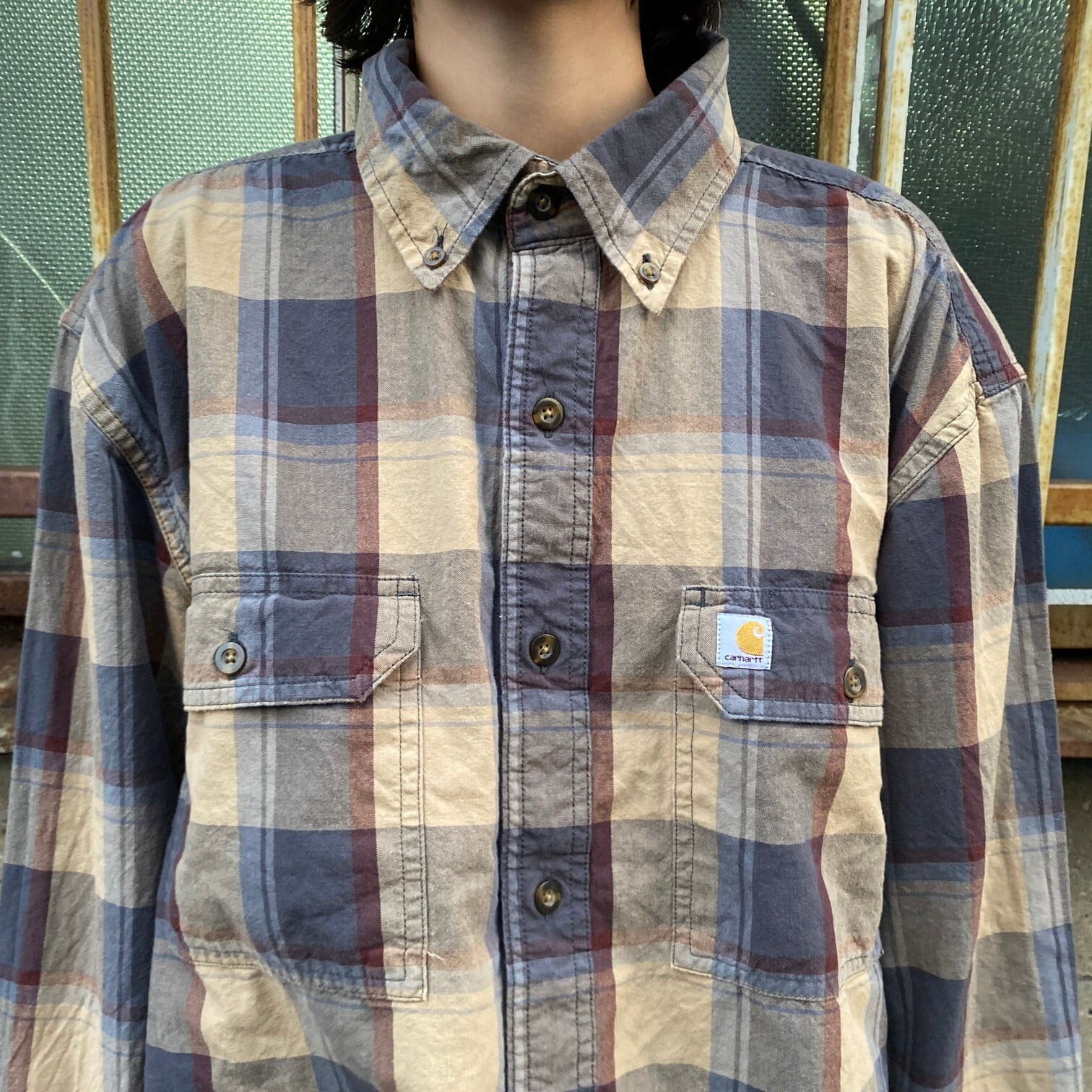 Carhartt カーハート 長袖 チェック柄 コットンボタンダウンシャツ Carhartt カーハート 長袖 チェック柄 コットンボタンダウンシャツ
