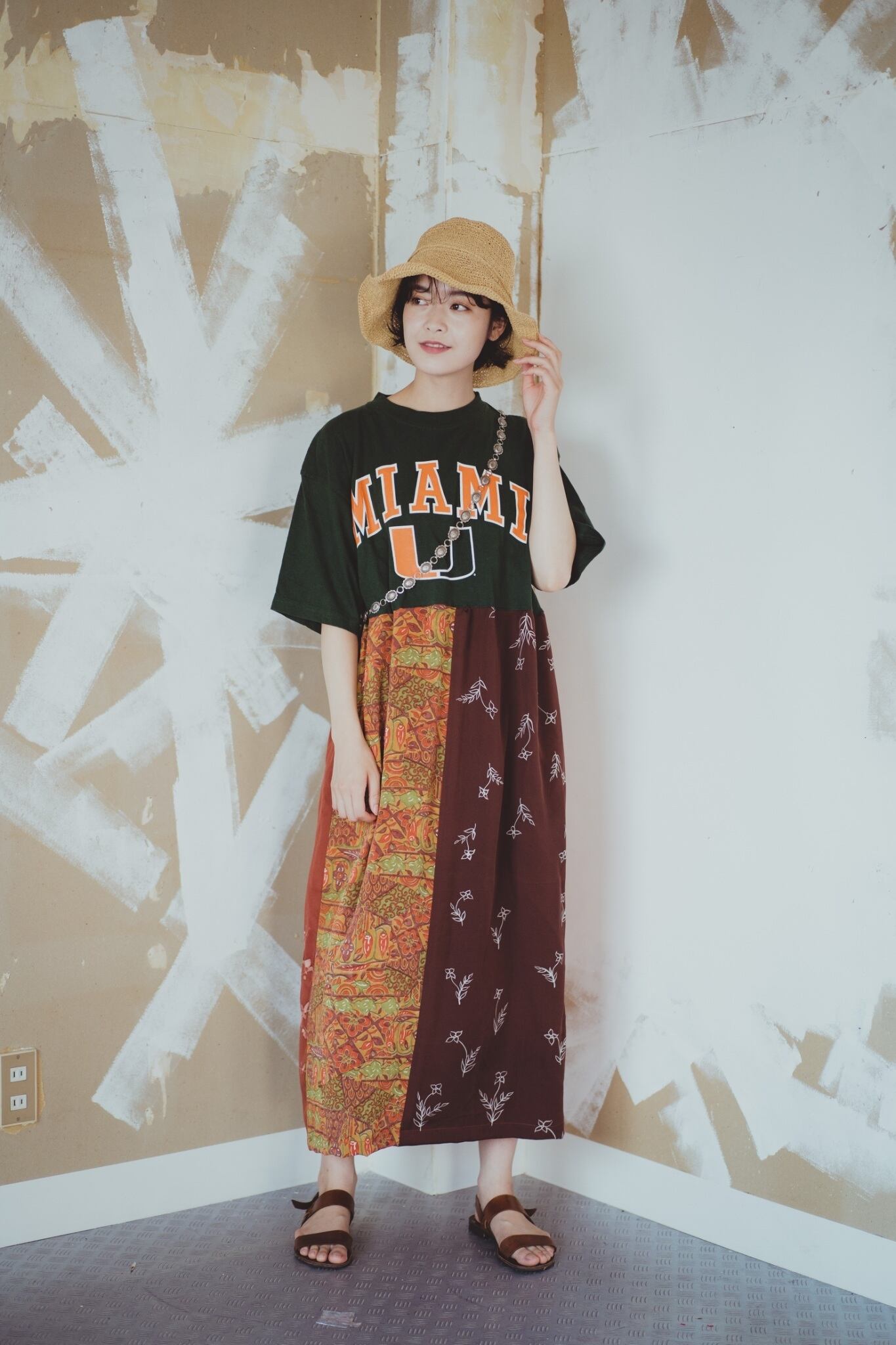 Kimono Remake T Shirt One Piece 着物リメイク パッチワーク Tシャツワンピース Acote