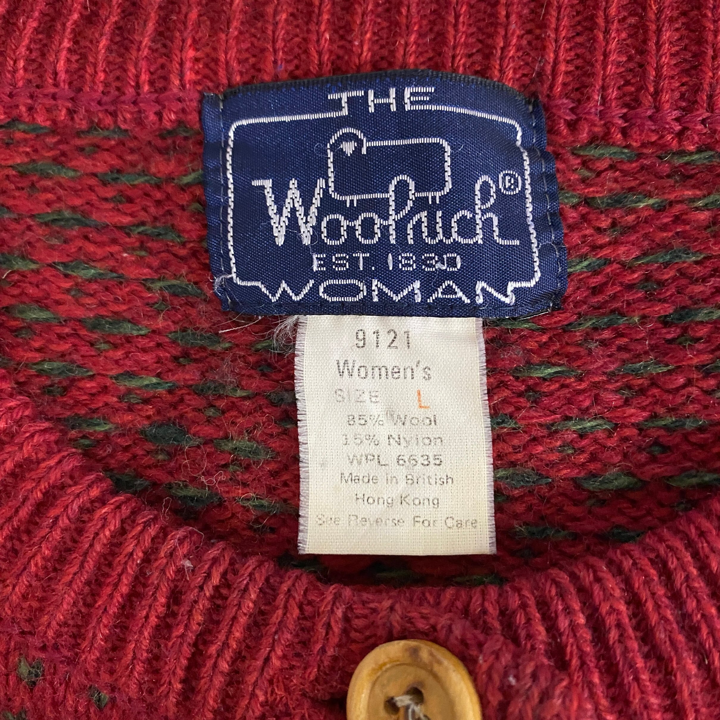 80年代 Woolrich ウールリッチ ウールニットカーディガン レディースL