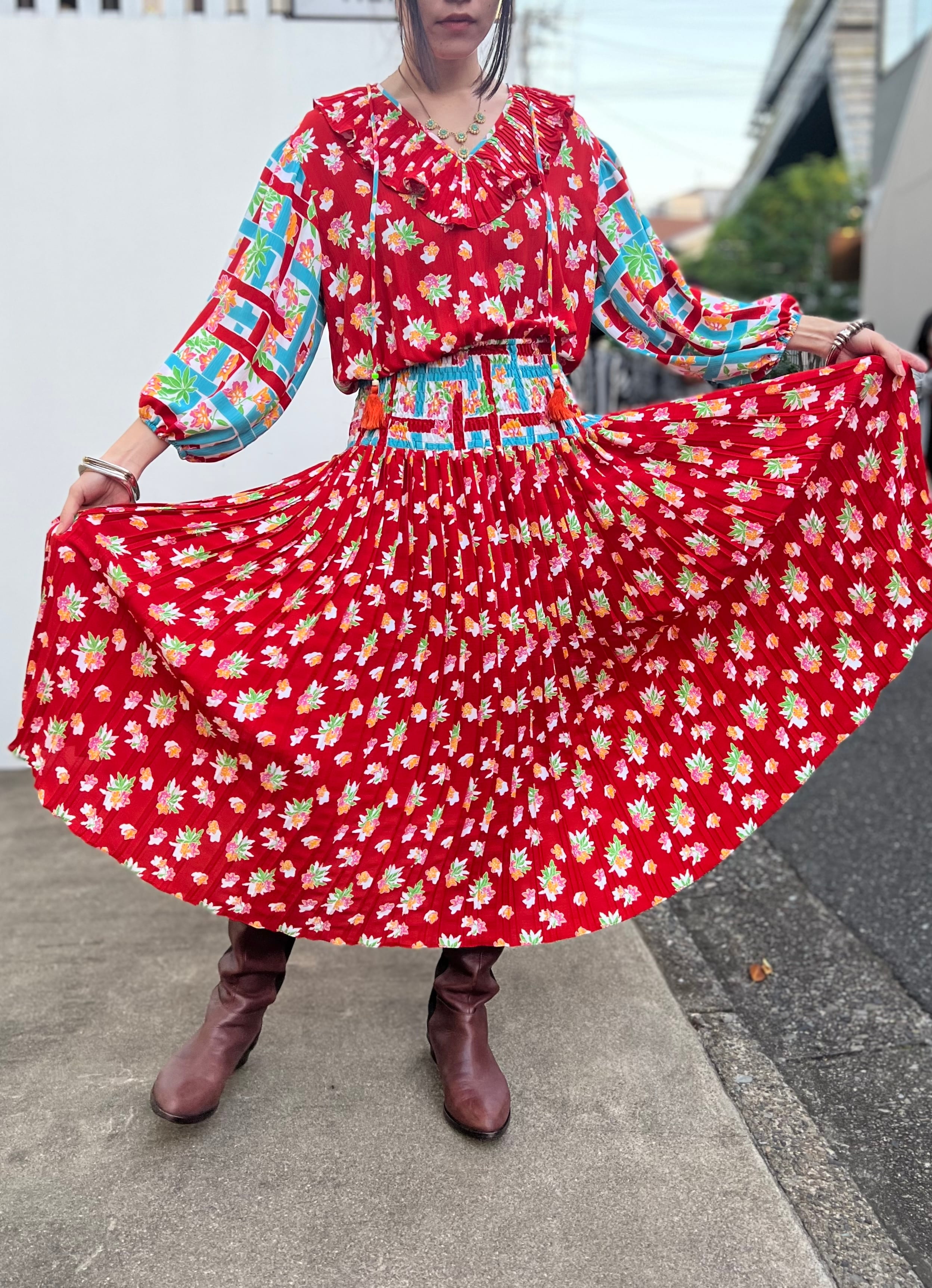 Diane freis red × floral plaid dress ( ダイアン フレイス レッド ...