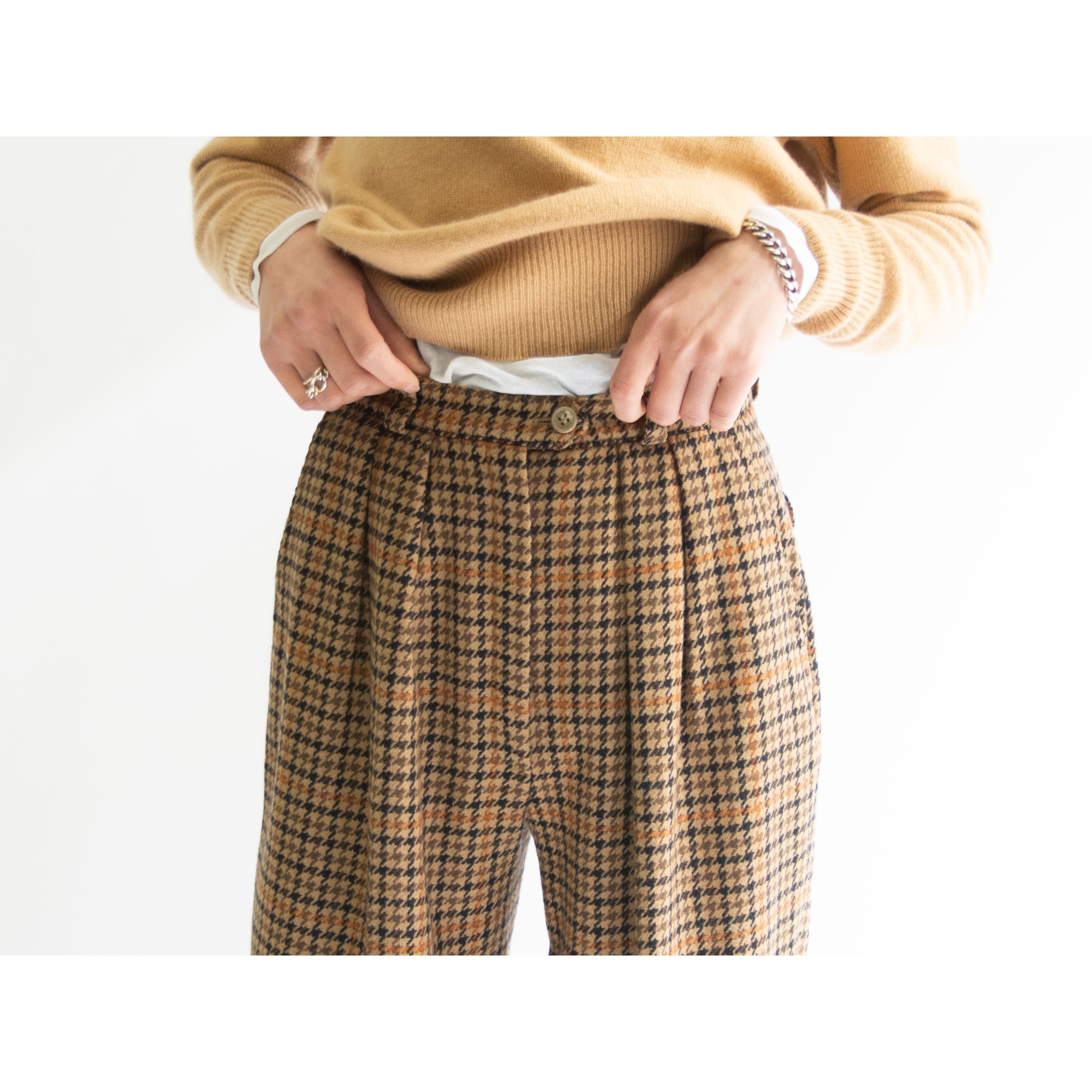 【McDavid】Made in West Germany Wool-Cashmere 2tuck Check Pants(西ドイツ製 ウールカシミヤツータックチェックパンツ)
