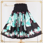 フラダンス 衣装 パウスカート エムエムジェイ ブラック系 MMJ 日本製 ティアレ柄 シングル かわいい 華やか 鮮やか きれい 大人っぽい シンプル 黒 白 水色 ピンク ハワイアン アロハ ハワイアンプリント フラ ダンス レッスン 練習 おしゃれ