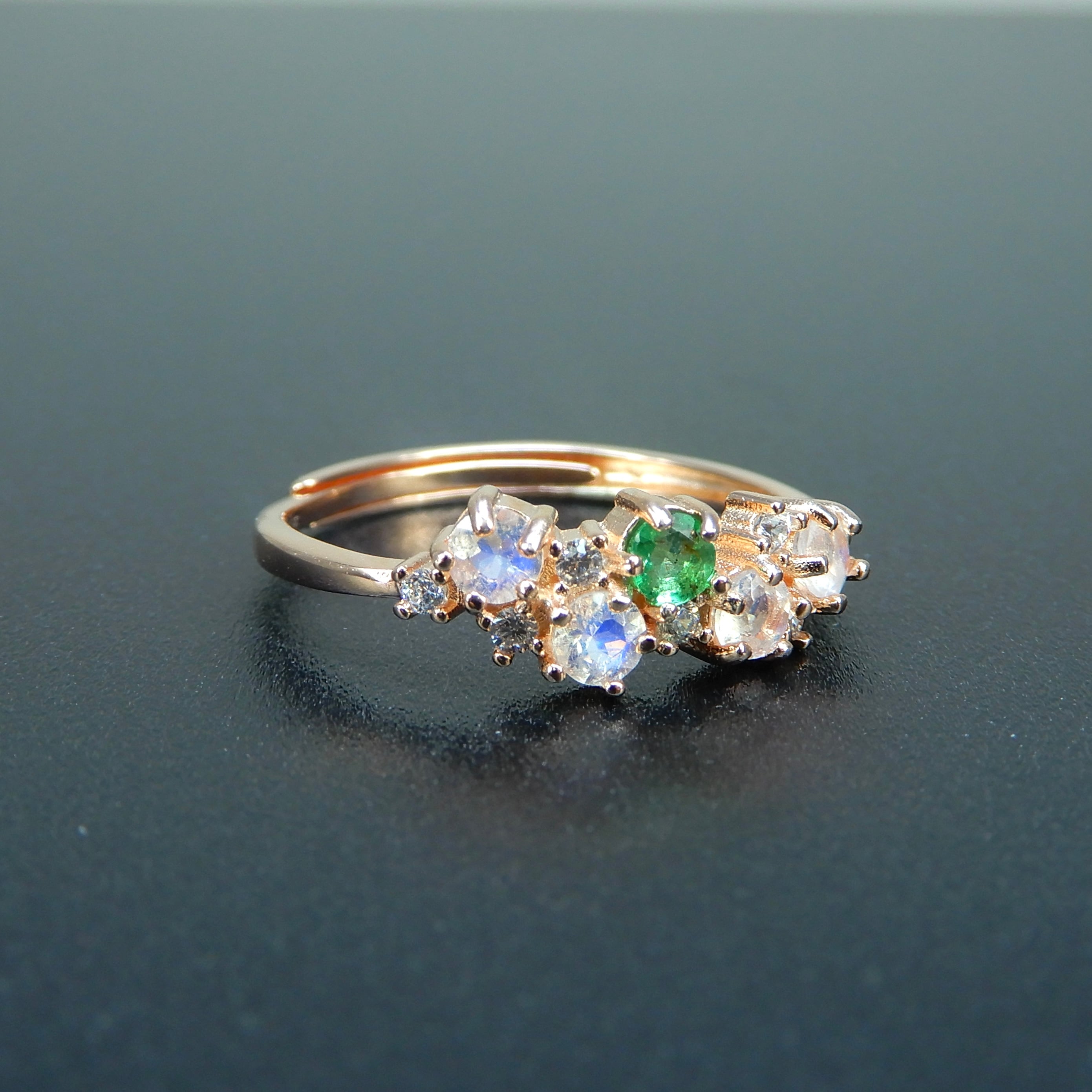 リースRing♦︎エメラルド・ラブラドライト♦︎PGカラー《0054》