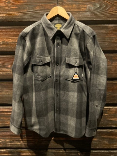 Green Clothing Wool Flannel Shirts Grey Block(wool70%) Lサイズ