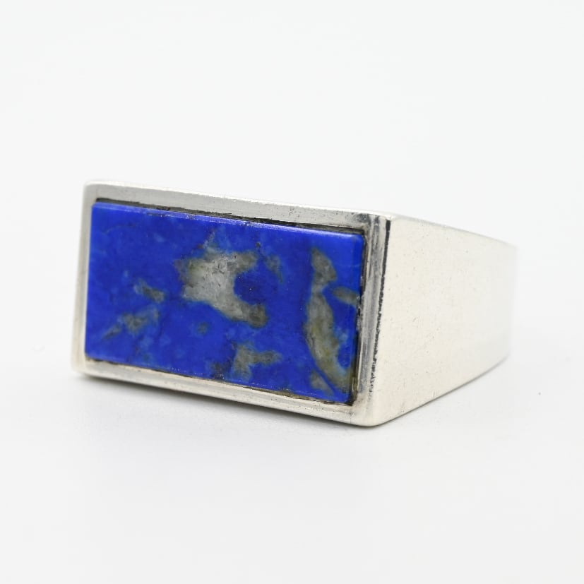 『Lapis Lazuli』 完全生産限定版 etc. Lapis Lazuli Inlay Wide Rectangle Top Ring #19.0 / Denmark