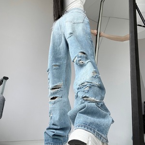 vintage distressed straight jeans la0547