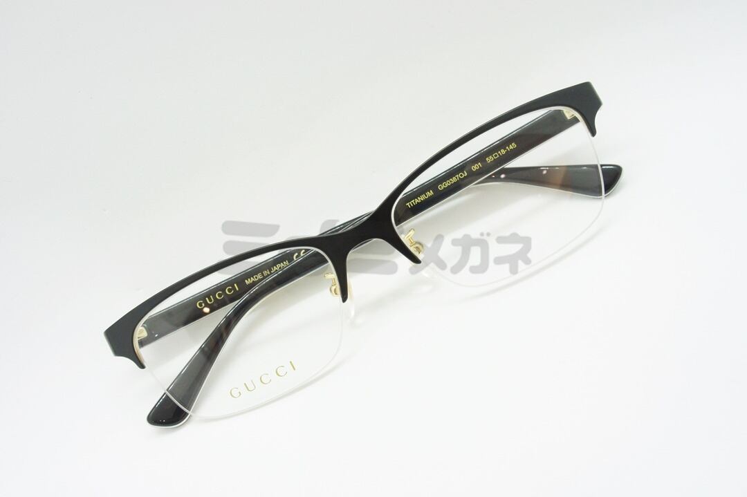 GUCCI メガネ GG0387OJ 001 ハーフリム ナイロール グッチ シェリー