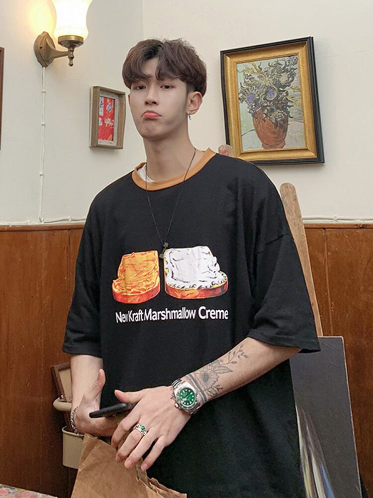 全2色 Tシャツ カットソー プリント カジュアル シンプル