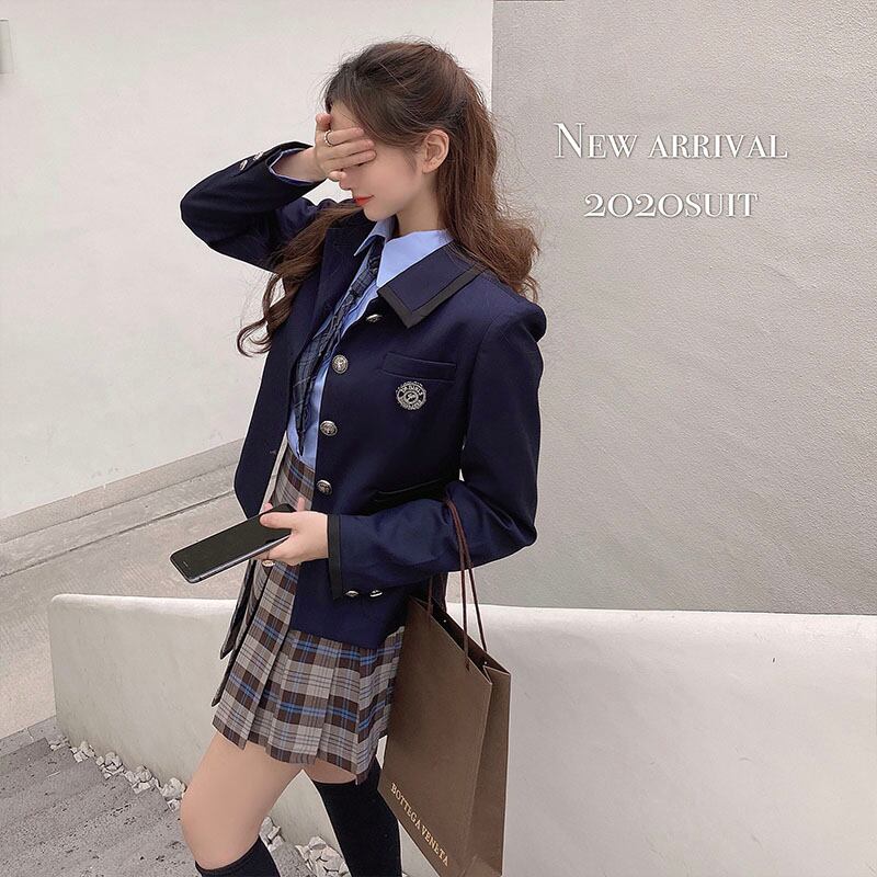 ジャケット スタイルルーズネイビーブルーオータムウィンター 秋物 冬物 ブラックストロベリース259781837