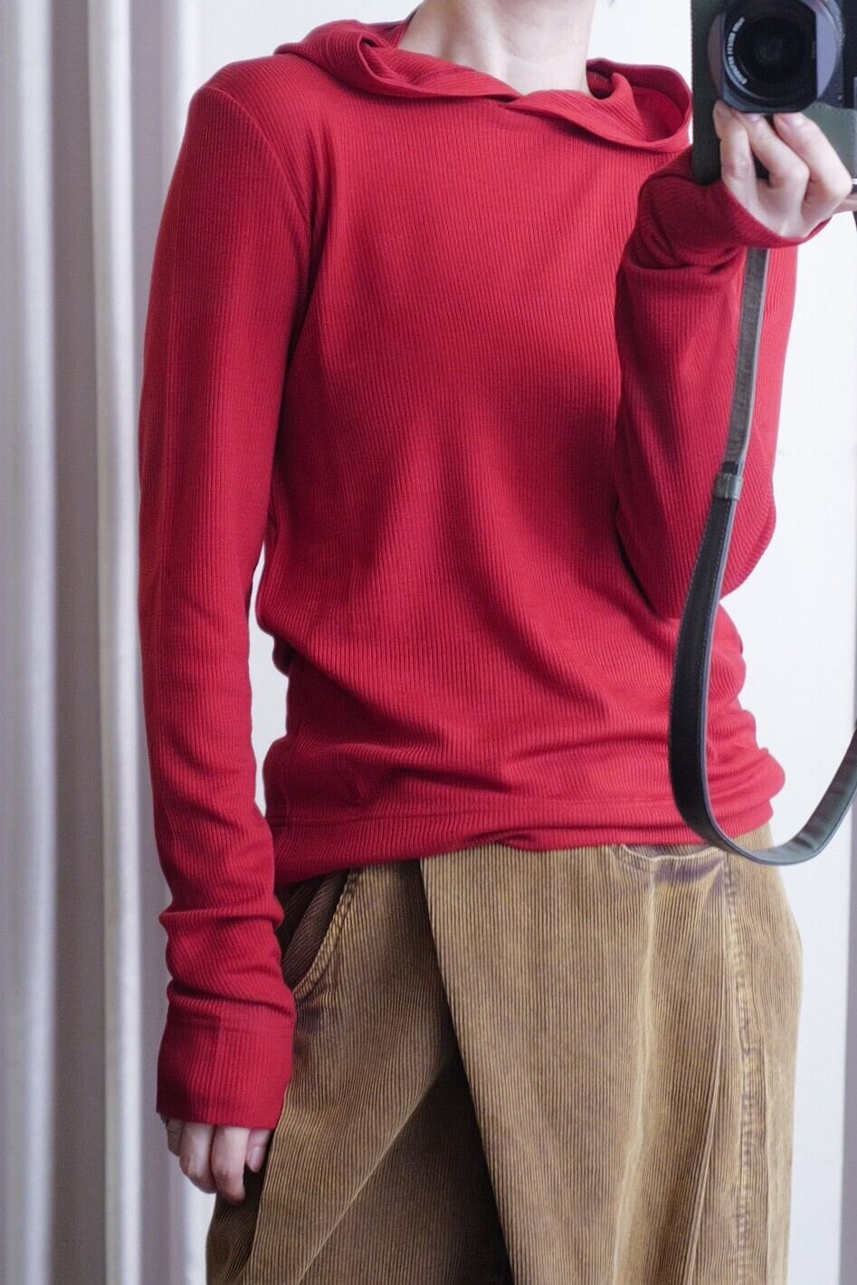 IKITSUKE wool rib hood red